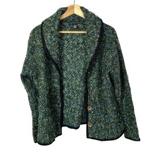 Sarah Spencer Petite Green & Blue Knit Button Down Sweater Jacket PL